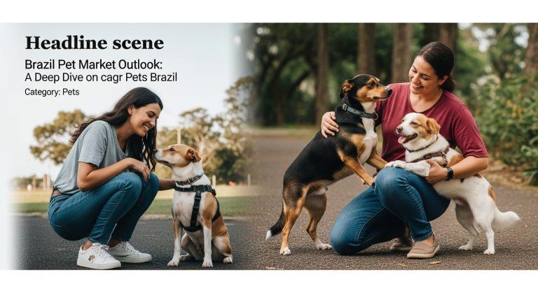 Brazilian pet owner evaluating premium pet foods in a contemporary pet shop.