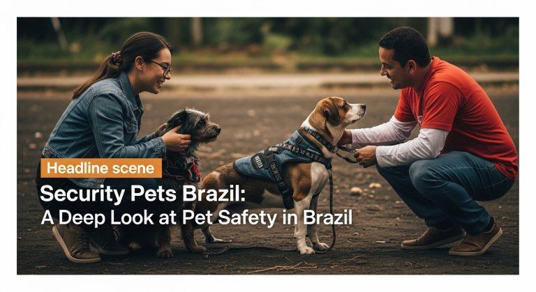 Smart pet security devices and pets in a Brazilian home.