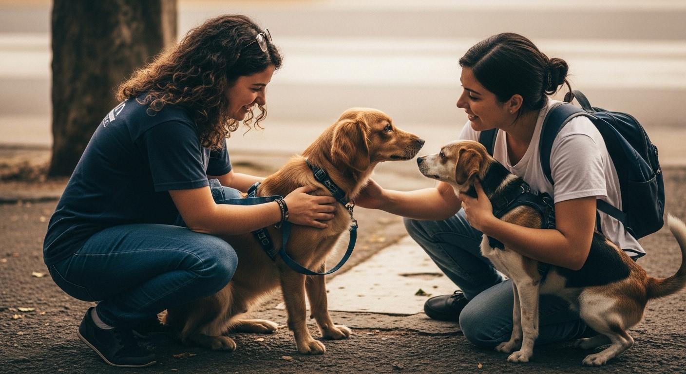 Brazilian family at home with their dog and safety devices.