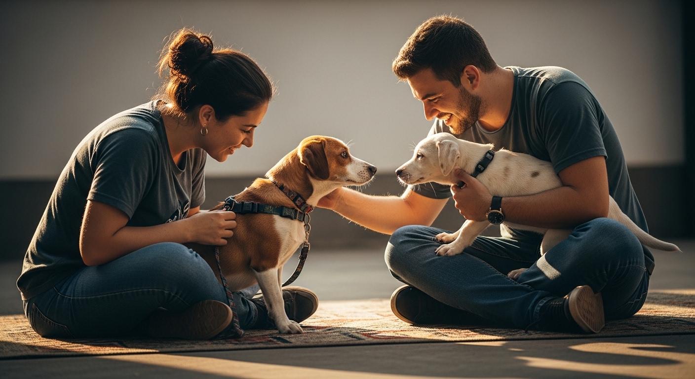 Dog with GPS collar and pet-tracking dashboard in a Brazilian home.