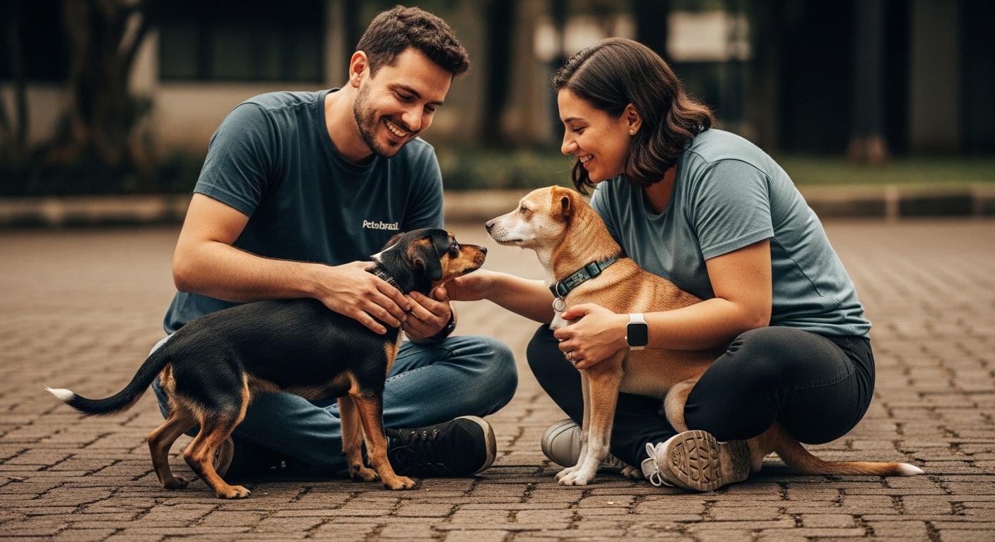Dog with GPS collar and pet-tracking dashboard in a Brazilian home.