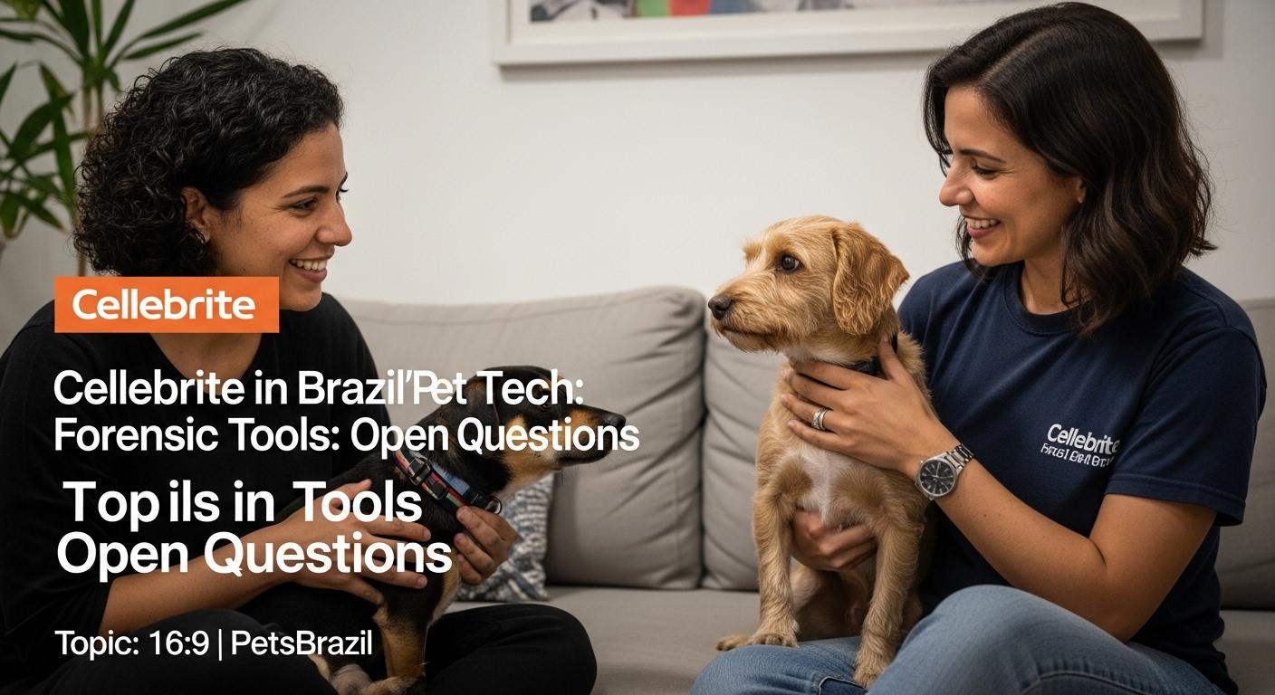 Illustration of Brazil map with pet-tracking icons and digital data streams, representing Cellebrite-forensics context i