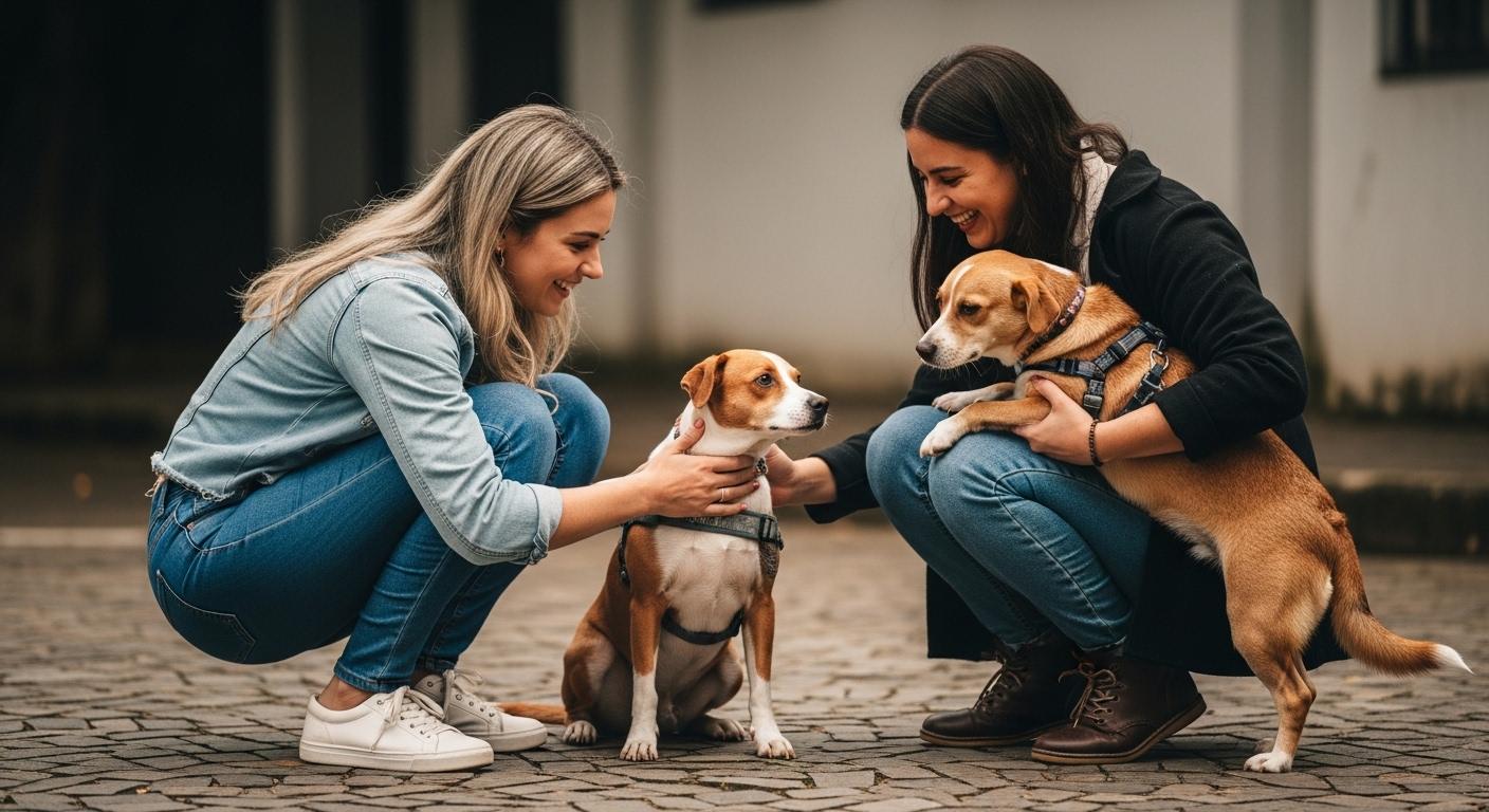 Pet owner at home considering Tele Sena draw and pet care budgeting in Brazil.