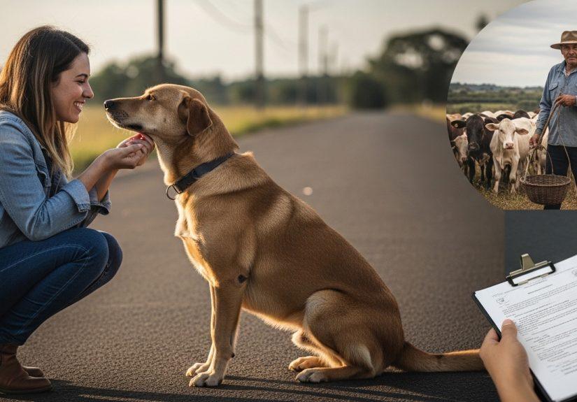 Editorial montage illustrating Brazil pet policy debate on dog ownership and livestock
