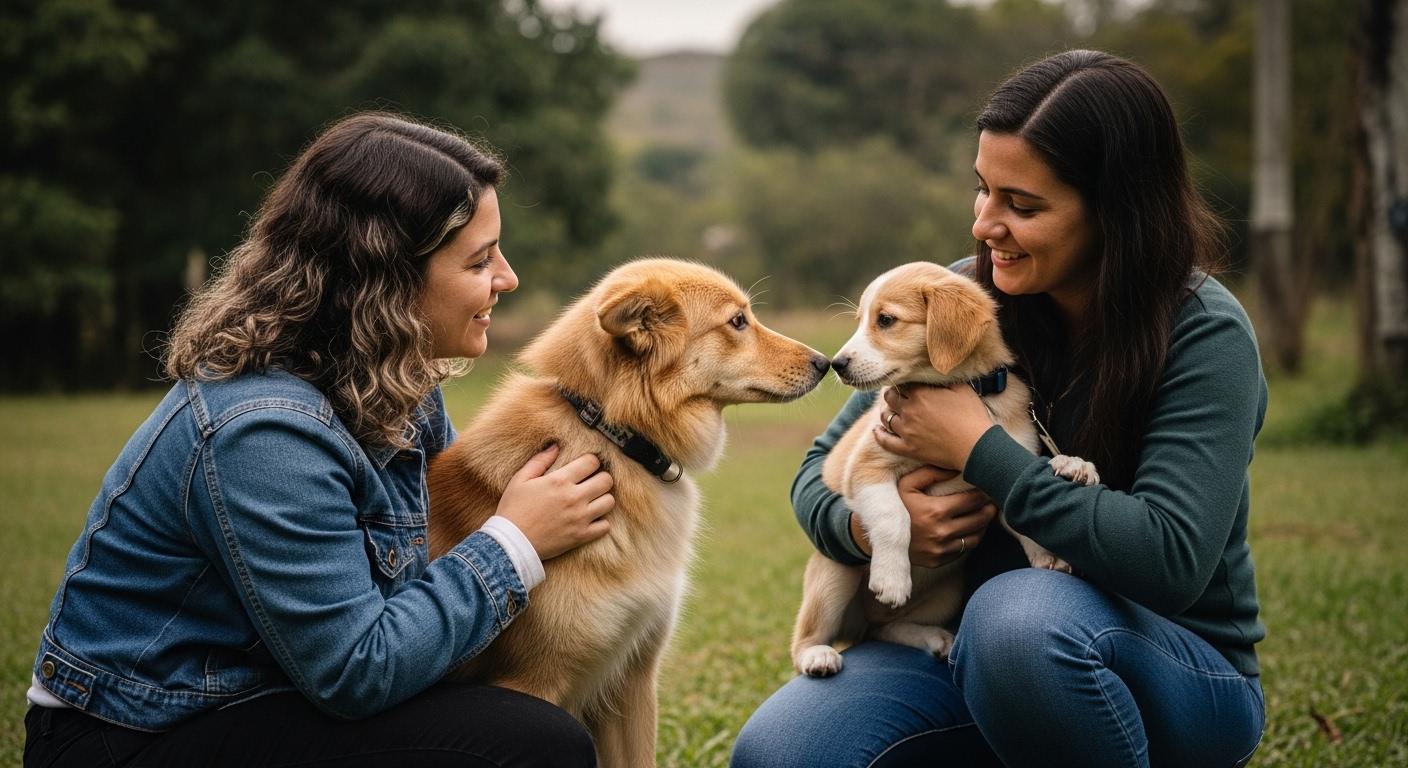 Volunteers at a Brazilian animal shelter care for dogs in kennels, emblematic of local rescue work.